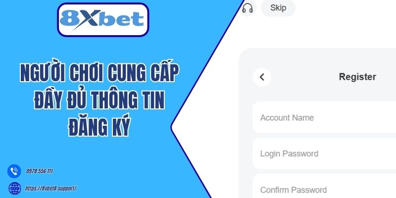 Người chơi cung cấp đầy đủ thông tin đăng ký 