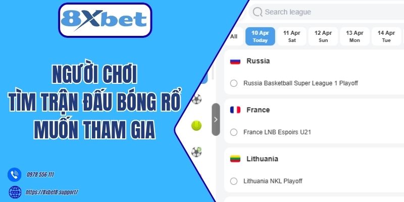 Người chơi tìm trận đấu bóng rổ muốn tham gia