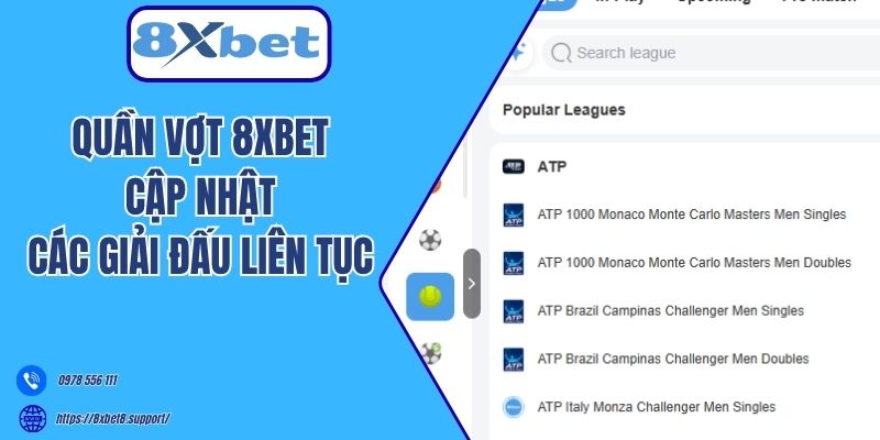 Quần vợt 8xbet cập nhật các giải đấu liên tục